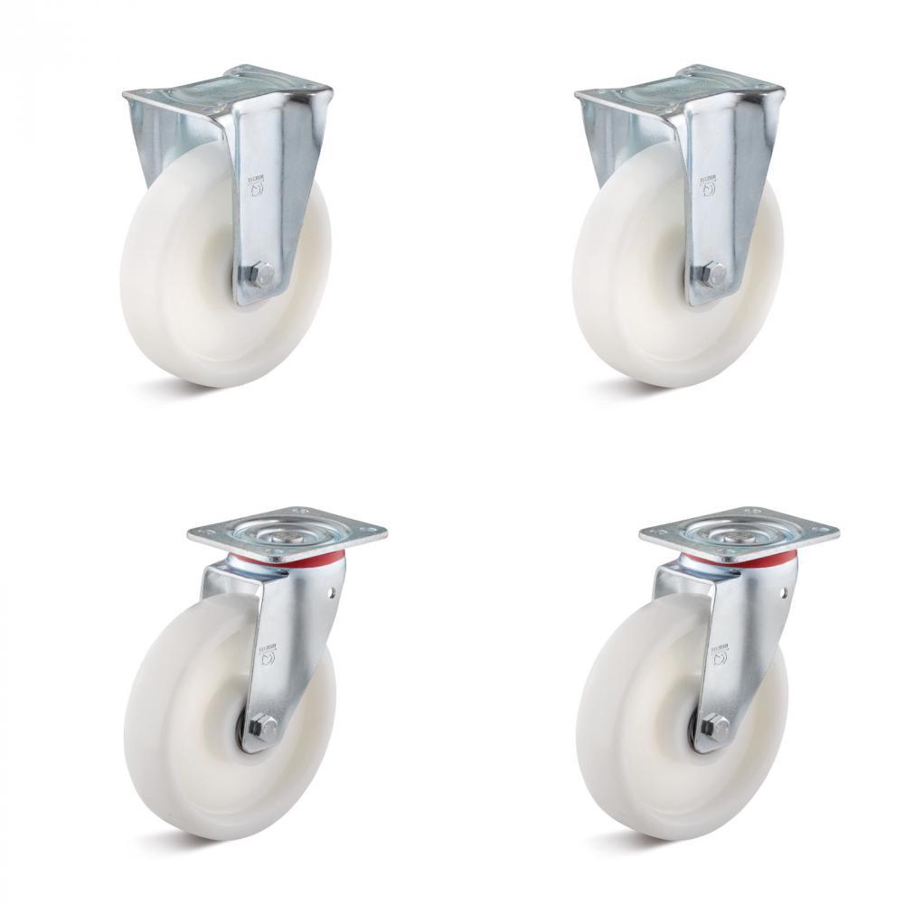 Castor set - 2 swivel and 2 fixed castors - wheel Ã˜ 80 to 200 mm - construction height 108 to 245 mm - load capacity / set 600 to 1500 kg