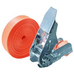 Ratchet surringsstropp TECTOR® - 1 stk - 25 mm - oransje - Kat.3 - lengde 4 til 6 m - pris pr stk.