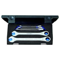 Open-end wrench set with ring ratchet - 5-part - 8 to 19 mm