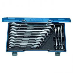 Open end wrench set with ring ratchet - 12 pieces - 8 to 19 mm