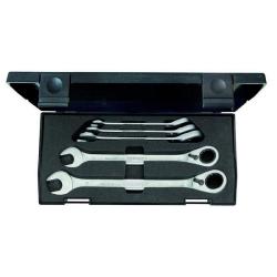 Set of open-end wrenches with ring ratchet - switchable -5-piece - 8 to 19 mm