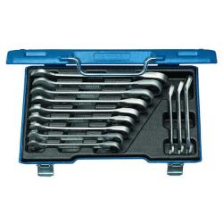 Set of open-end wrenches with ring ratchet - switchable - 12-part - 8 to 19 mm