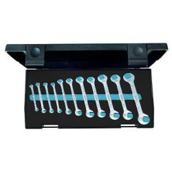 Double open-end wrench set - small - 11 pieces - 4.5 to 13 mm