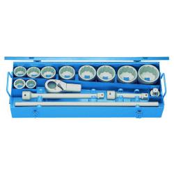 Socket wrench set - drive 1 "- 15-piece - 12-edge UD profile - metric or imperial