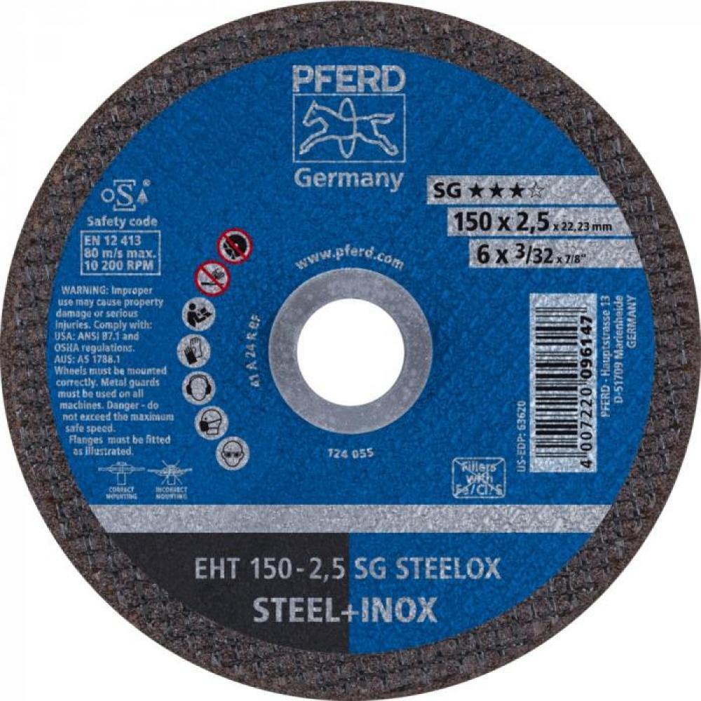 Disco da taglio PFERD EHT - SG STEELOX - Ø esterno da 105 a 180 mm - sistema di bloccaggio 16,0 e 22,23 mm - confezione da 25 - prezzo per confezione