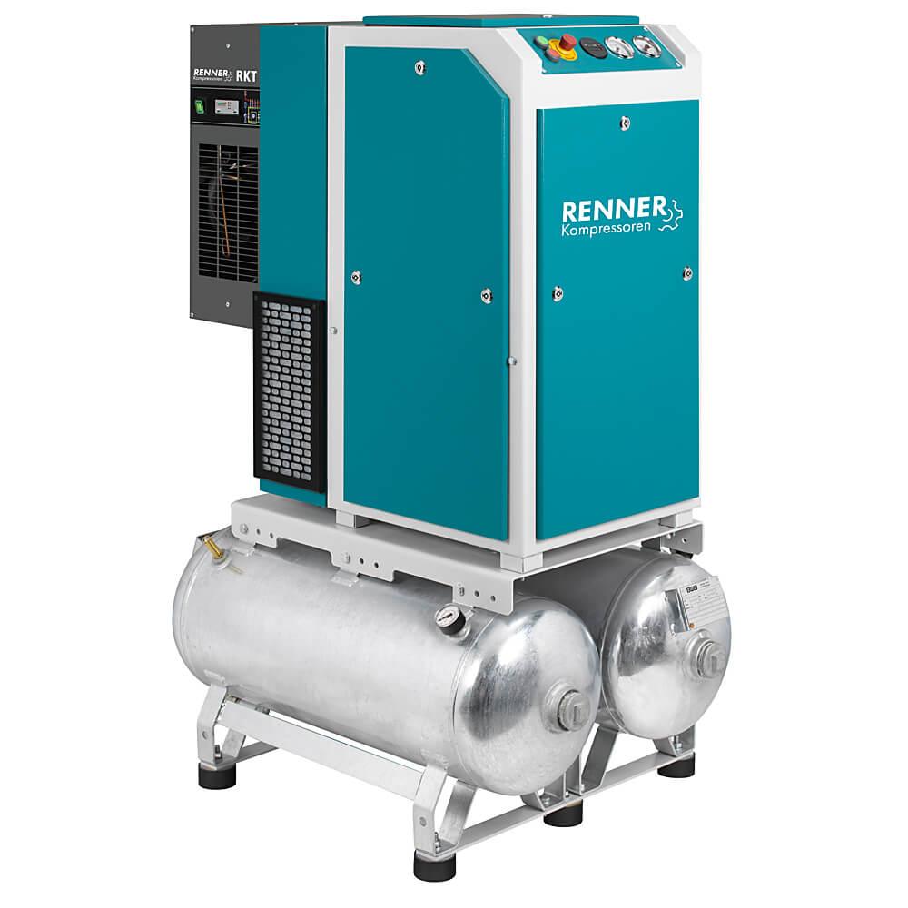Compressore a vite RENNER RSDK-PRO da 3,0 a 18,5 kW - 7,5 bar - serbatoio di aria compressa zincato e essiccatore a refrigerazione - vari design