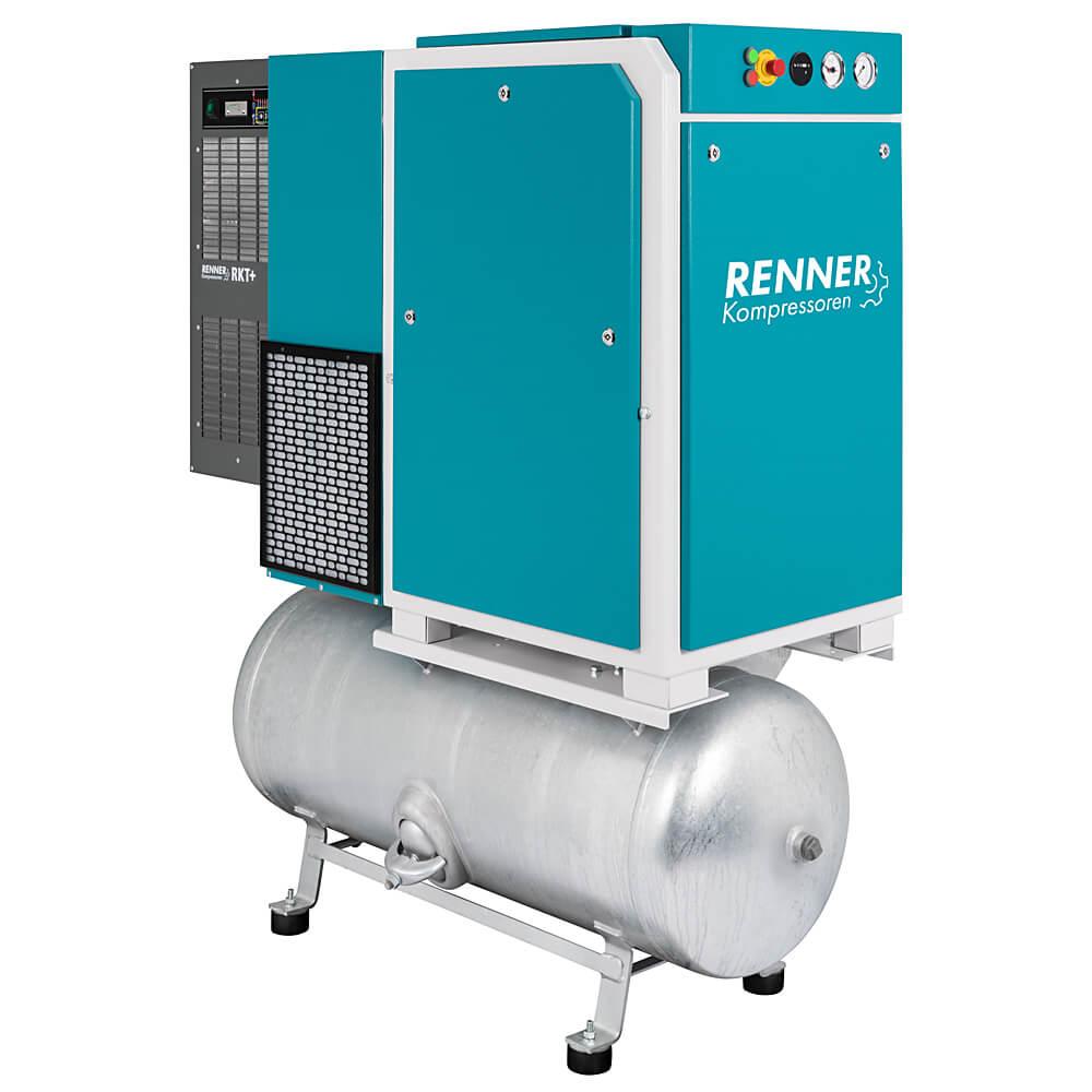 RENNER skruekompressor RSDK-PRO 3.0 til 18,5 kW - 7,5 bar - galvaniseret trykluftbeholder og køletørrer - forskellige design