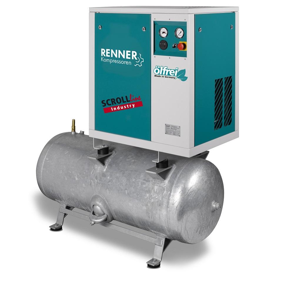 RENNER SCROLL kompressorer SLD-I utan ugntork och SLDK-I med ugntorkare 1,5 till 7,5 KW - galvaniserad tryckluftbehållare - 8 bar - olika utföranden