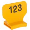 Nummerblock stående - för markering i nacken - gul - nummerserie 1-25 till 276-300 - 25-pack - pris per förpackning