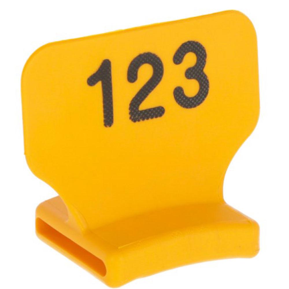 Numeropala seisomassa - merkintään kaulassa - keltainen - numerosarja 1-25 - 276-300 - PU - 25 kpl - hinta per PU