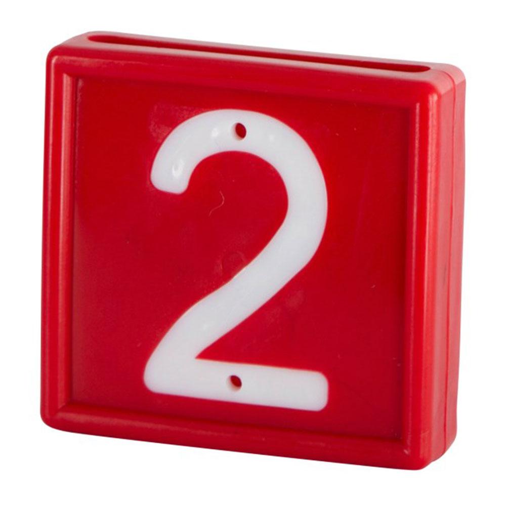 Number pad standard - one digit - red with white numbers - 44 x 46 mm - no. 0 to 9 - pack of 10 - price per piece