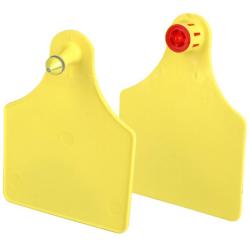 FlexoPlus - Etichetta auricolare per bovini - D/D e F/F - fustellata - parte a spillo e parte a foro - giallo - PU 25 pezzi - prezzo per PU