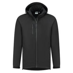 Kurtka softshellowa Theo z kapturem - Rozmiar od S do 6 XL - czarna - Kurtka softshellowa unisex z kieszenią na piersi