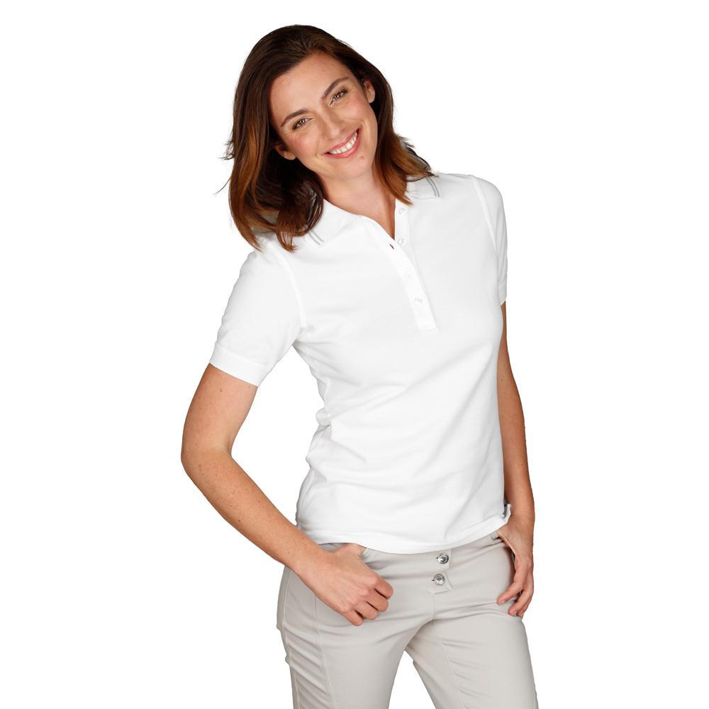 Damen-Poloshirt Rhea - Größe XS bis 3 XL - weiß - figurbetonter Schnitt