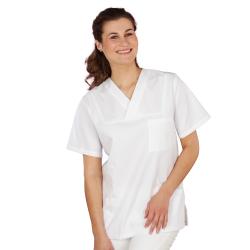 Ike - Größe  XS bis 5 XL - weiß - Kurzarmkasack mit kleinem V-Ausschnitt - Preis per Stück