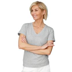Fenja - Größe XS bis XXL - graumelange - Modisch geschnittenes Kurzarmshirt - Preis per Stück