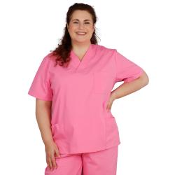 Ike - Größe  XS bis 5 XL - pink - Kurzarmkasack mit kleinem V-Ausschnitt - Preis per Stück