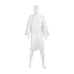 Disposable protective gown - PE - with sleeve - white