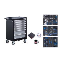 Workshop trolley - 7 drawers - with 120 tools - dimensions (WxHxD) 680 x 995 x 458 mm