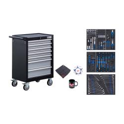 Workshop trolley - 7 drawers - with 129 tools - dimensions (WxHxD) 680 x 995 x 458 mm