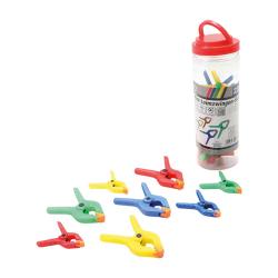 Mini glue clamps set - ABS plastic - 22 pieces - in round box - length 65 to 90 mm - clamping range up to 30 mm