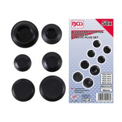 Plastic plug assortment - 58 pieces - black - Ø 10.00 to 22.2 mm - in assortment box