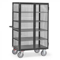 Box trolley with mesh walls - 2 swivel and 2 fixed castors - load capacity 750 kg - loading area 1000x680 or 1200x780 mm