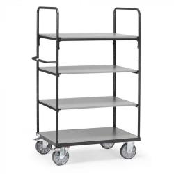 Shelf trolley - 2 swivel and 2 fixed castors - max. load 600 kg - loading area 1000x600 to 1200x800 mm