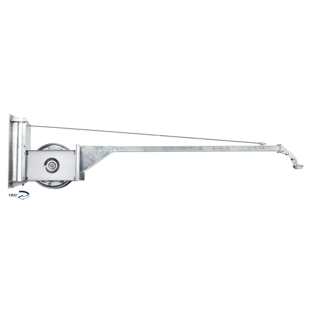 SAST swivel arm - sheet steel profile - 180° rotatable - with hose reel - tensile load 200 N - boom length 2.5 to 5.5 m