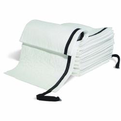 Fold-out oil curtain with carabiner (sweep) - PP/nylon - white - absorbs 95.8 l - 40 cm x 30 m - price per piece