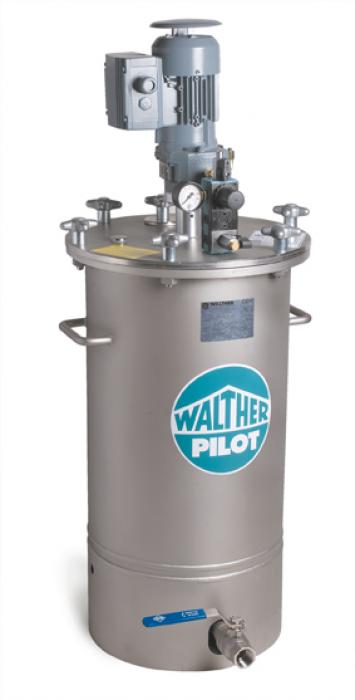 Material pressure tank 60 liters - 3 or 6 bar - output above, stainless steel