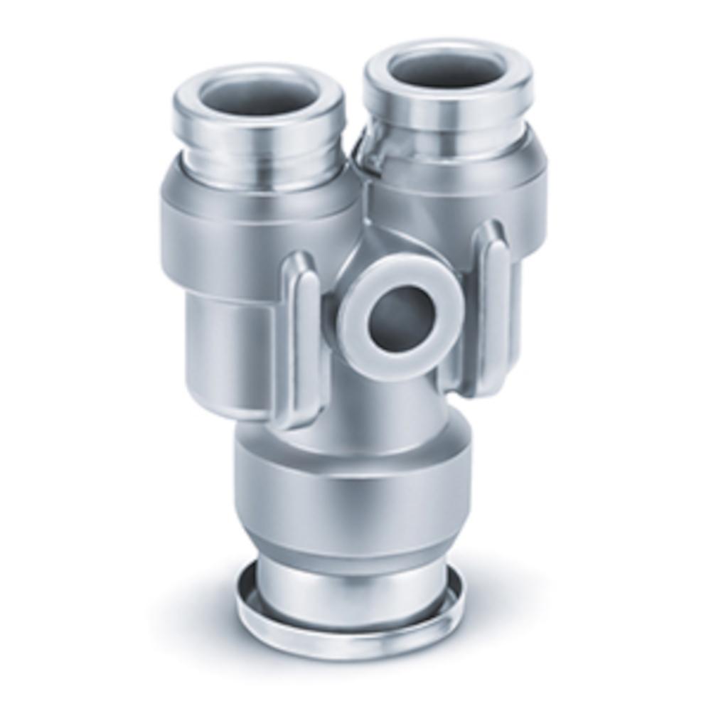 Y-kobling med reduktion KQB2U - messing/rustfrit stål - slange udvendig diameter 3,2 til 16 mm - pris pr. stk.