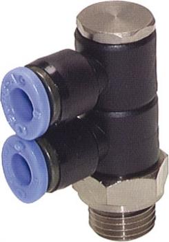 Distributore multiplo - doppio innesto - diametro tubo da 4 a 12 mm - filettatura cilindrica da 1/2" a  G 1/8"