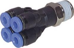 Distributore multiplo - Ø tubo da 4 a 6 mm - filettatura esterna da R 1/4" a 1/8"