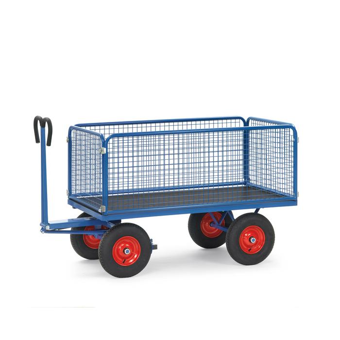 Hand truck - up to 1250 kg - with wire mesh walls - 600 mm high