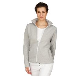 Eva Sweatjacke Damen - Größe XS bis 3 XL - graumelange - mit Stehkragen