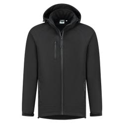 Theo softshelljakke med hette - størrelse S til 6 XL - svart - unisex softshelljakke med brystlomme