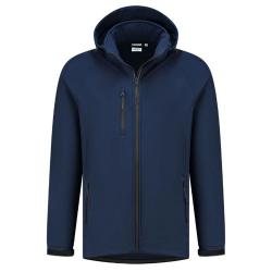 Theo softshelljakke med hette - størrelse S til 6 XL - marineblå - unisex softshelljakke med brystlomme