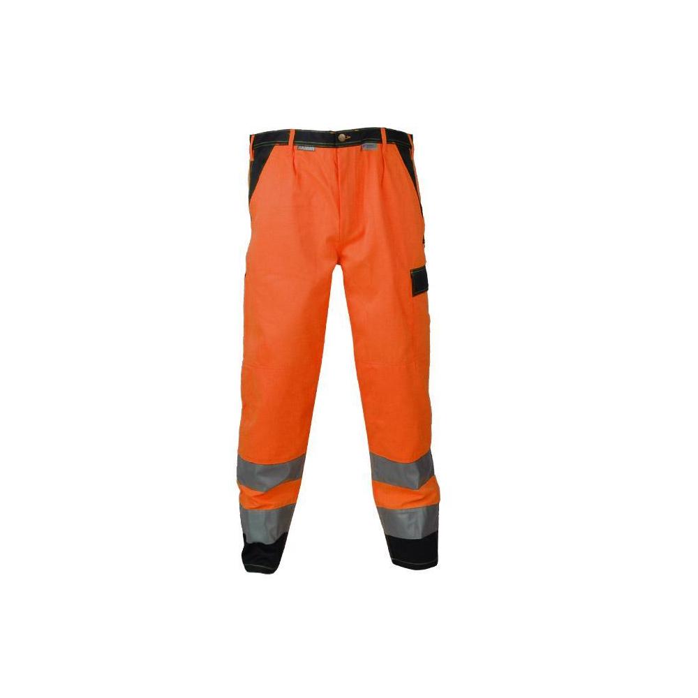 Bukser "Warnschutz" - 85% polyester, bomuld - EN - str. 48 - orange / marine