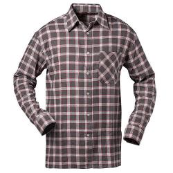 Flanellskjorta - storlek L - grå/vit/röd rutig - 100% bomull - "NASHVILLE" - längd - ca 85 cm