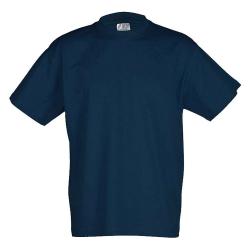 T-shirt - S - marinblå- 100% bomull - rund hals