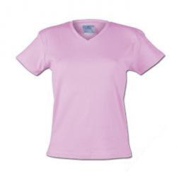 Restposten - T-Shirt - Gr. M - rosa - 100 % BW, 220 g/m² - "Premium" Fitted Damen mit V-Ausschnitt - bei 40 °C waschbar