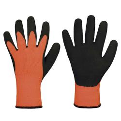Strong Hand® lateksikäsine "Arved" - polyakryyli - lateksi - oranssi/musta - EN 388, EN 511