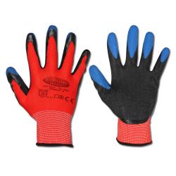 Work Glove "Tip Grip" - PU coated - red / gray / blue