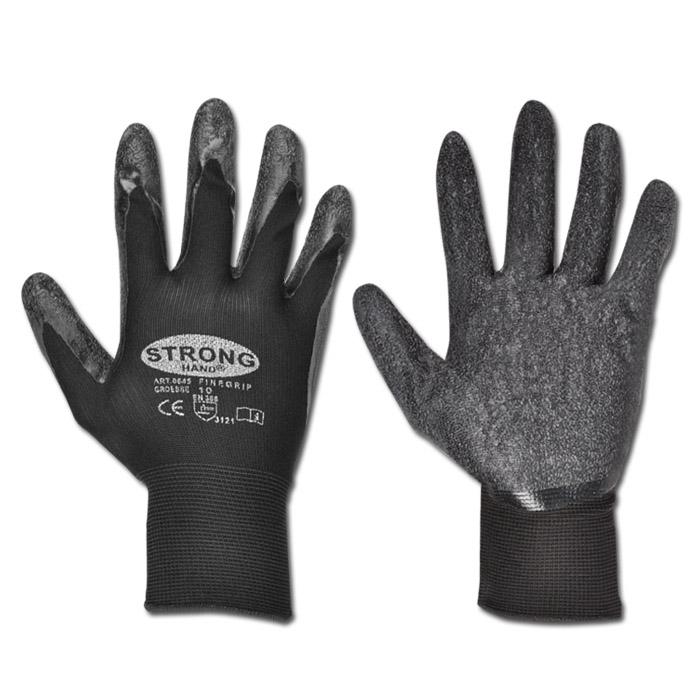 Arbeitshandschuh "Finegrip" - Feinstrick PA, Latexbeschichtung - Farbe schwarz - Norm EN 388 / Klasse 3121