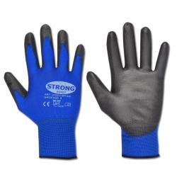 Work Gloves "Lintao" - Fine Knitted Nylon With PU-Coating - Blue/Black Color - N