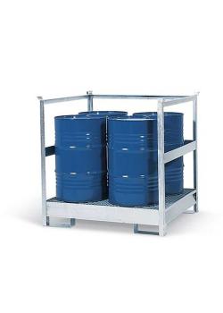Stasjon for farlig materiale 4 P2-R - galvanisert stål - for 4 fat 200 liter - med ramme - kan stables