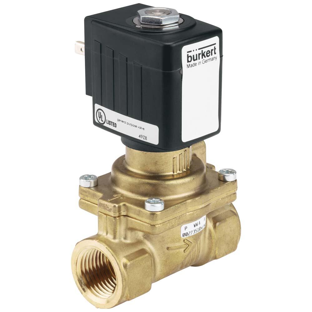2/2-way - Solenoid valve - Type 6281 - Brass - Multi-media - G 3/4" - 2 "normally closed (N.C.) - PN 0.2 to 16 - 24 and 230 V