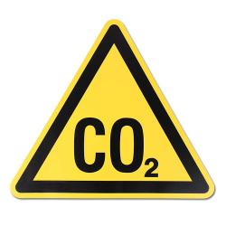 Advarselstrekant "Advarsel for kvælning ved CO2 " - sidelængde 40 cm 40cm