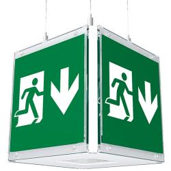 Exit sign cube CUBE-LUX STANDARD - 220 x 220 x 220 mm - sheet steel housing
